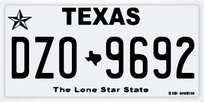 TX license plate DZO9692
