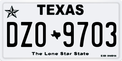 TX license plate DZO9703