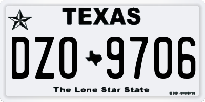 TX license plate DZO9706