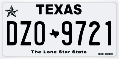 TX license plate DZO9721