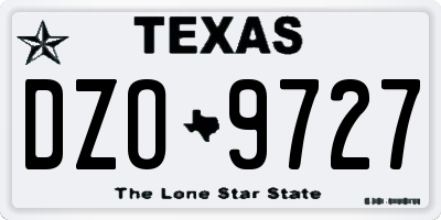 TX license plate DZO9727