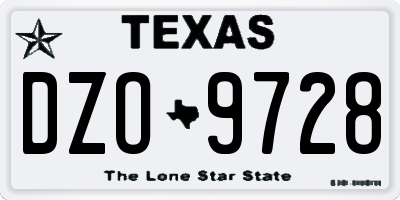 TX license plate DZO9728