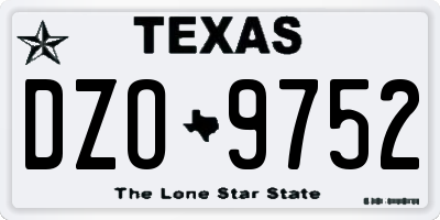 TX license plate DZO9752