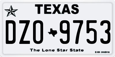 TX license plate DZO9753