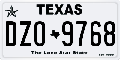 TX license plate DZO9768