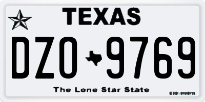 TX license plate DZO9769