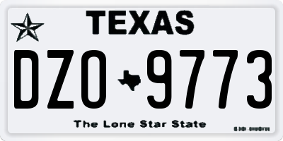 TX license plate DZO9773