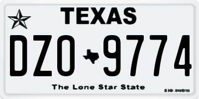 TX license plate DZO9774