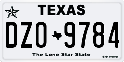 TX license plate DZO9784
