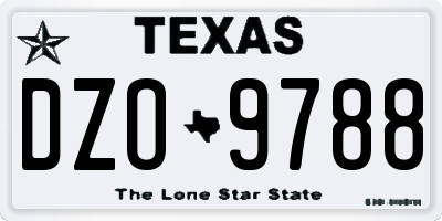 TX license plate DZO9788