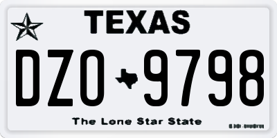 TX license plate DZO9798