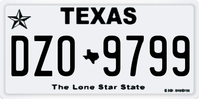 TX license plate DZO9799