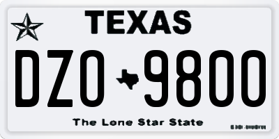 TX license plate DZO9800
