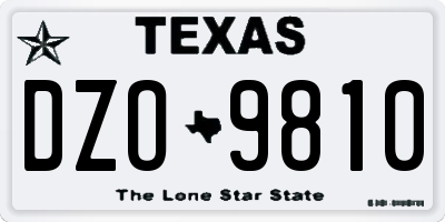 TX license plate DZO9810