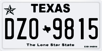 TX license plate DZO9815