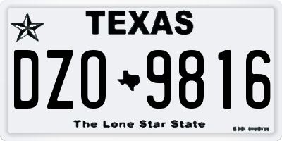 TX license plate DZO9816