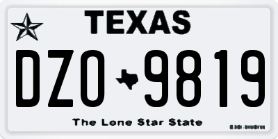 TX license plate DZO9819
