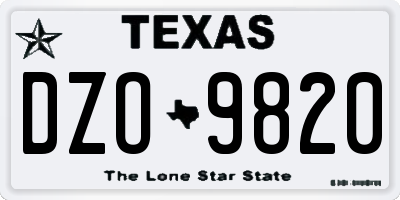 TX license plate DZO9820
