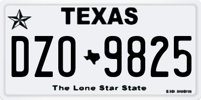 TX license plate DZO9825