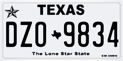TX license plate DZO9834