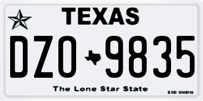 TX license plate DZO9835