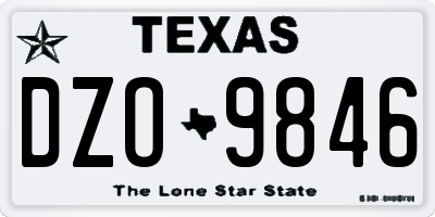TX license plate DZO9846
