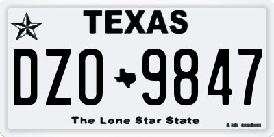TX license plate DZO9847