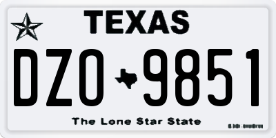 TX license plate DZO9851
