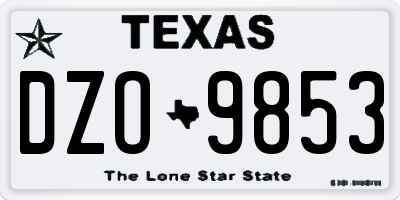 TX license plate DZO9853