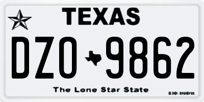 TX license plate DZO9862