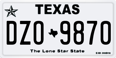 TX license plate DZO9870