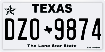TX license plate DZO9874