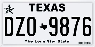 TX license plate DZO9876