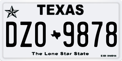 TX license plate DZO9878