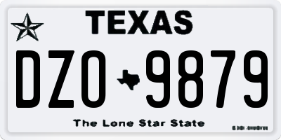 TX license plate DZO9879