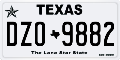 TX license plate DZO9882