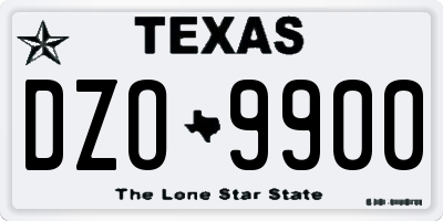 TX license plate DZO9900