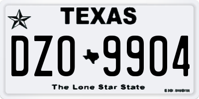 TX license plate DZO9904