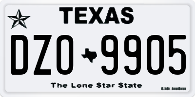 TX license plate DZO9905