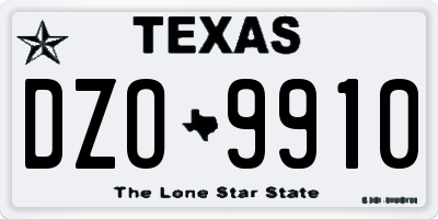 TX license plate DZO9910
