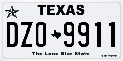 TX license plate DZO9911