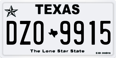 TX license plate DZO9915