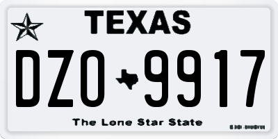 TX license plate DZO9917