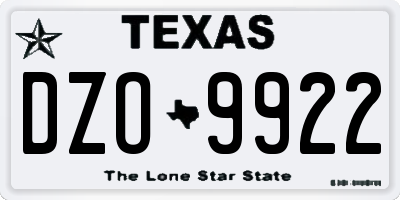 TX license plate DZO9922