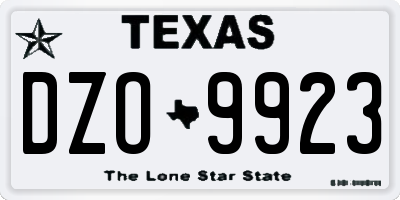 TX license plate DZO9923