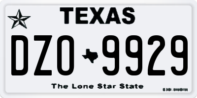 TX license plate DZO9929