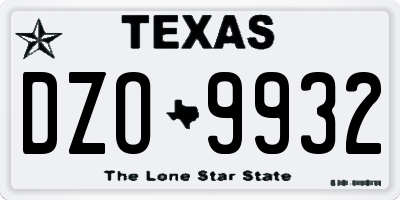 TX license plate DZO9932