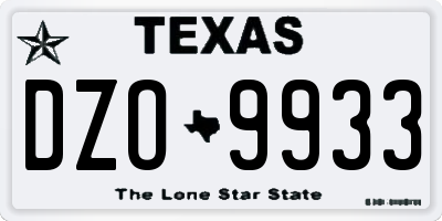 TX license plate DZO9933