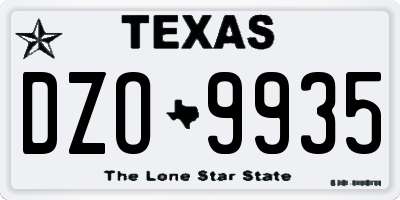 TX license plate DZO9935