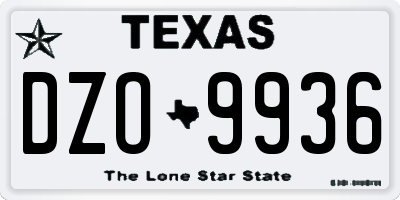 TX license plate DZO9936